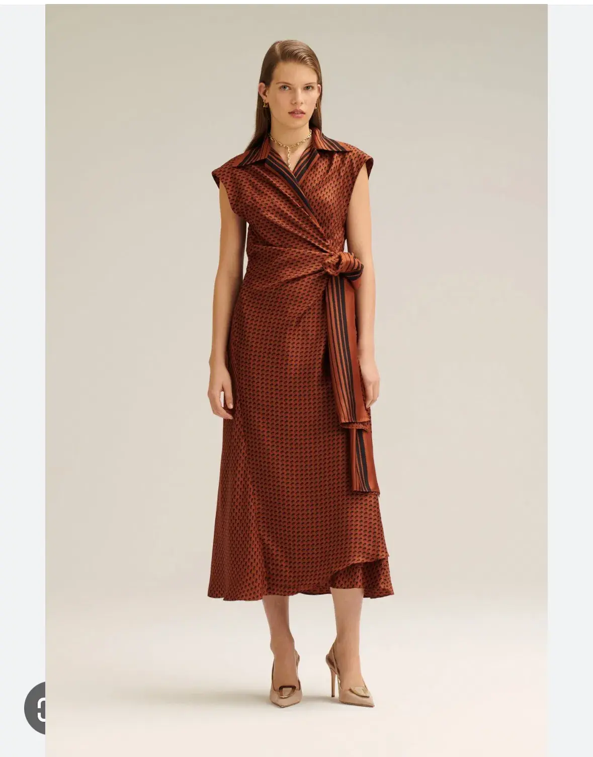 Scanlan Theodore SILK TWILL BORDER WRAP DRESS SIZE 8 - Image 1