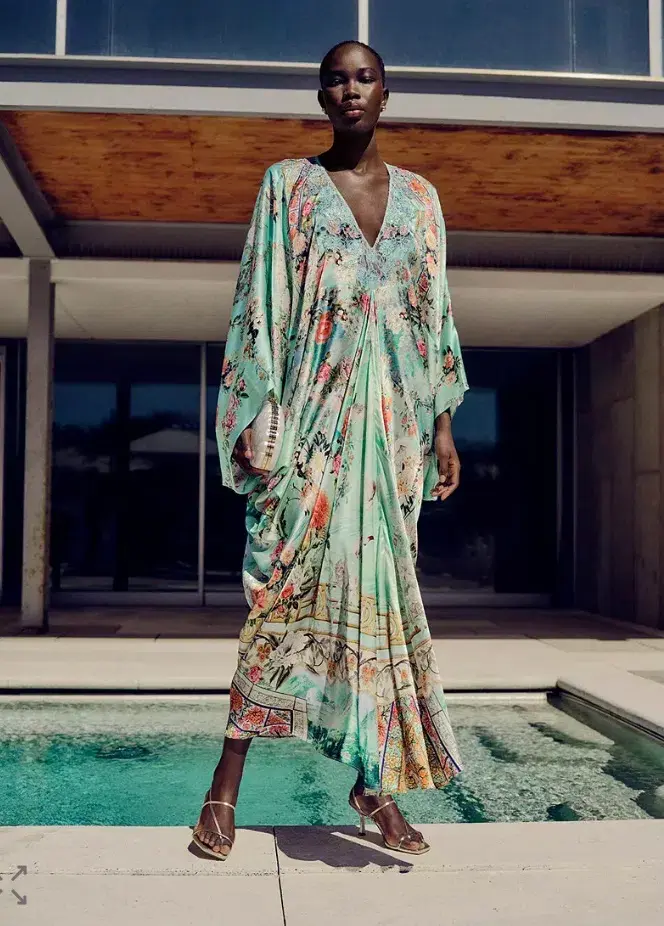 Camilla T Shape Long Kaftan The Jewellery Museum One Size Silk Dress - Image 2
