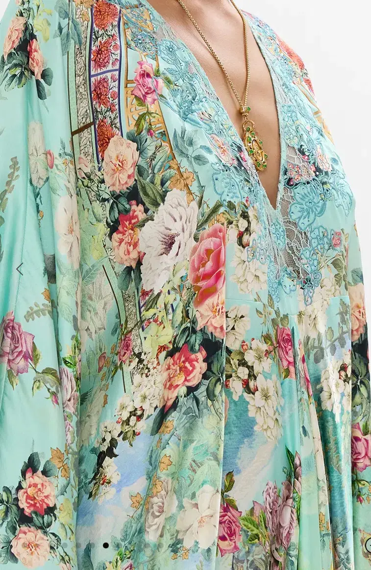 Camilla T Shape Long Kaftan The Jewellery Museum One Size Silk Dress for rent on The Volte - main image