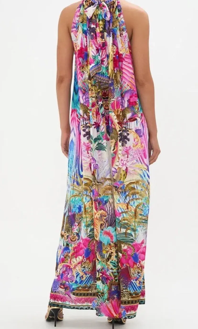 Camilla Tie Neck Long Dress Merry Go Round One Size Silk Dress  - Image 3