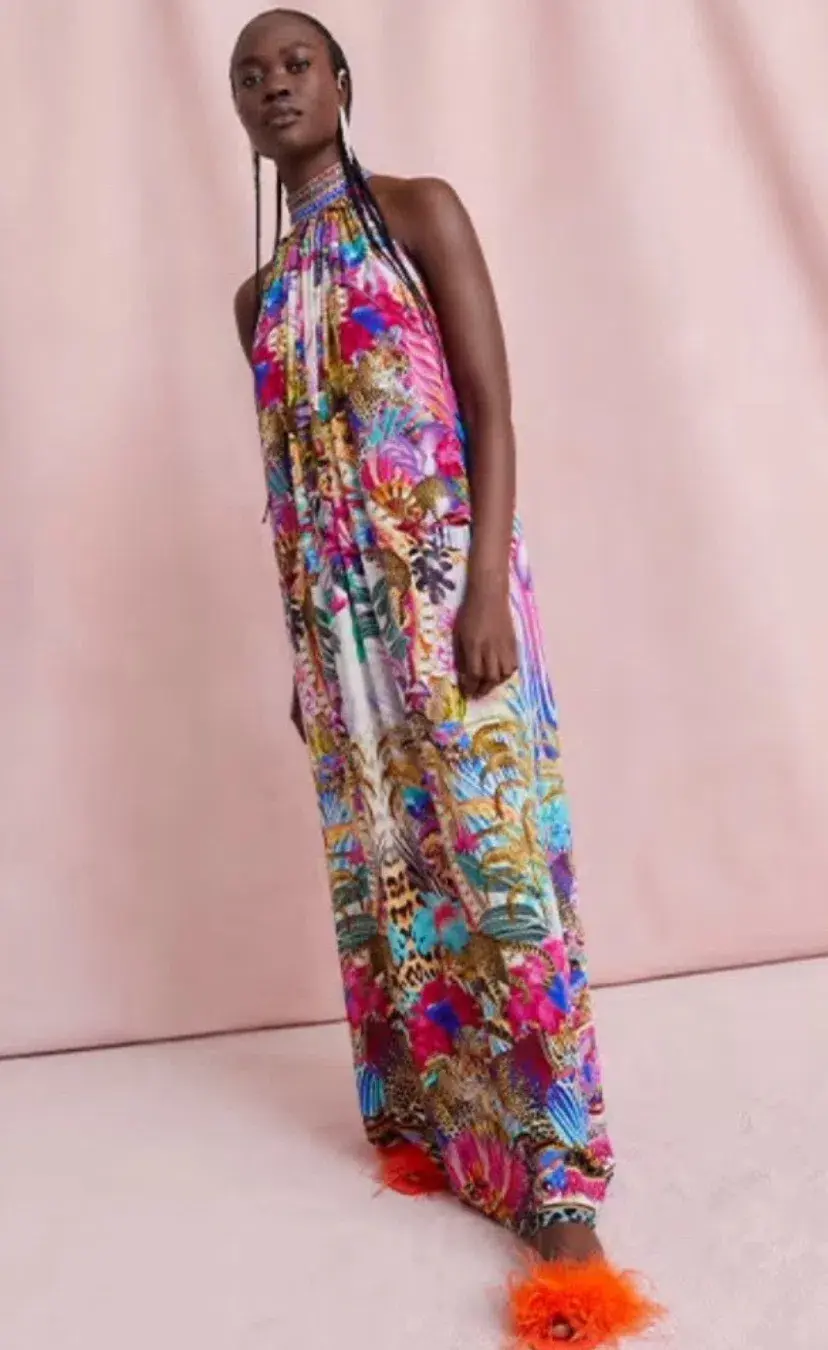 Camilla Tie Neck Long Dress Merry Go Round One Size Silk Dress  - Image 2