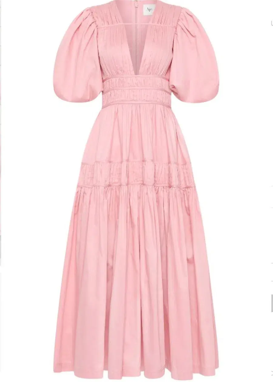 Aje Fallingwater Ruched Midi Dress Pastel Pink Size AU 12 - Image 3