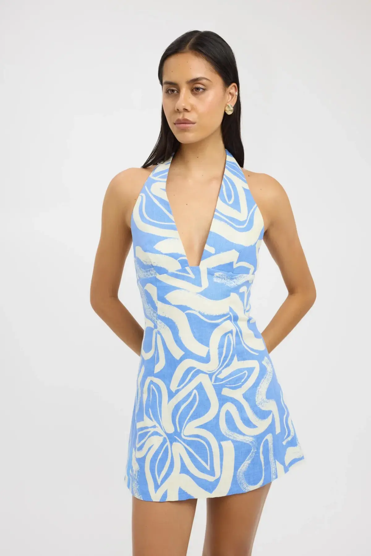 Kookai  Soley Vee Mini Dress in Blue Size 8 - Image 3