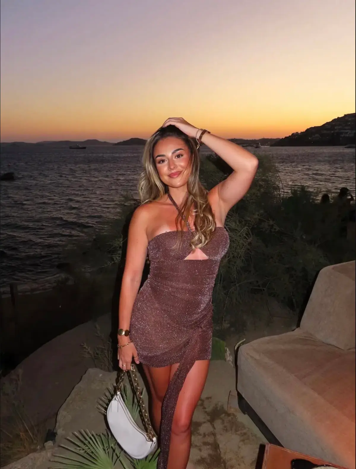 Benni  Prianka Halter Mini Dress in Espresso Size 6 - Image 5