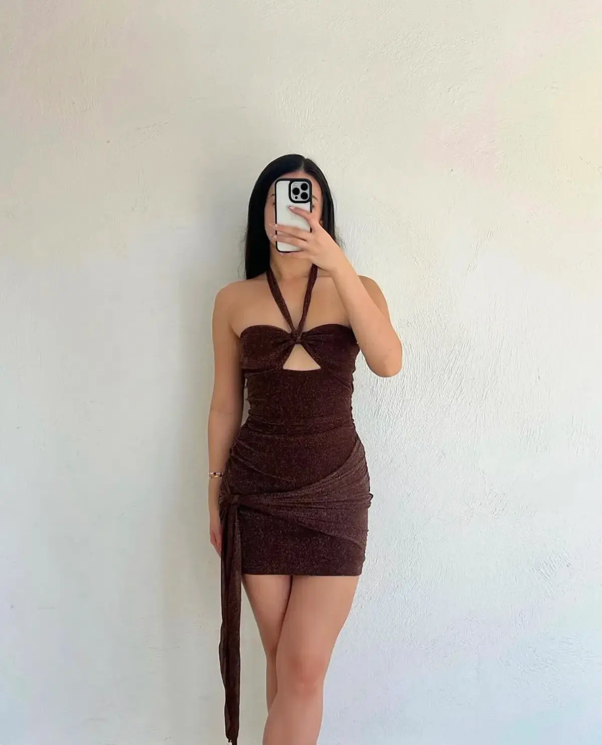 Benni  Prianka Halter Mini Dress in Espresso Size 6 - Image 2