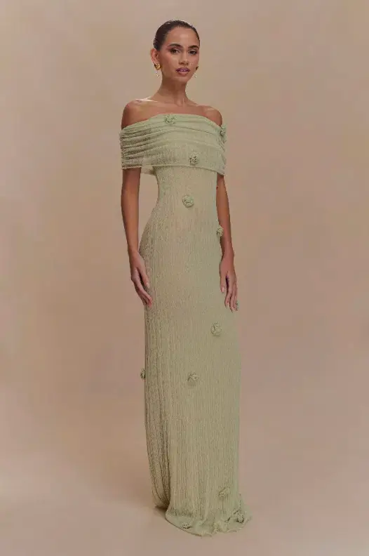 Brynn Orchid Knit Maxi Dress - Pastel Green for rent on The Volte - main image