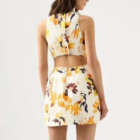 Aje Cut Out Yellow Tulip Floral Dress Size 14 - Image 4