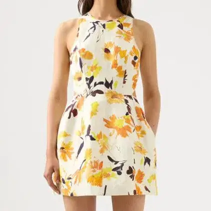 Aje Cut Out Yellow Tulip Floral Dress Size 14 - Image 6