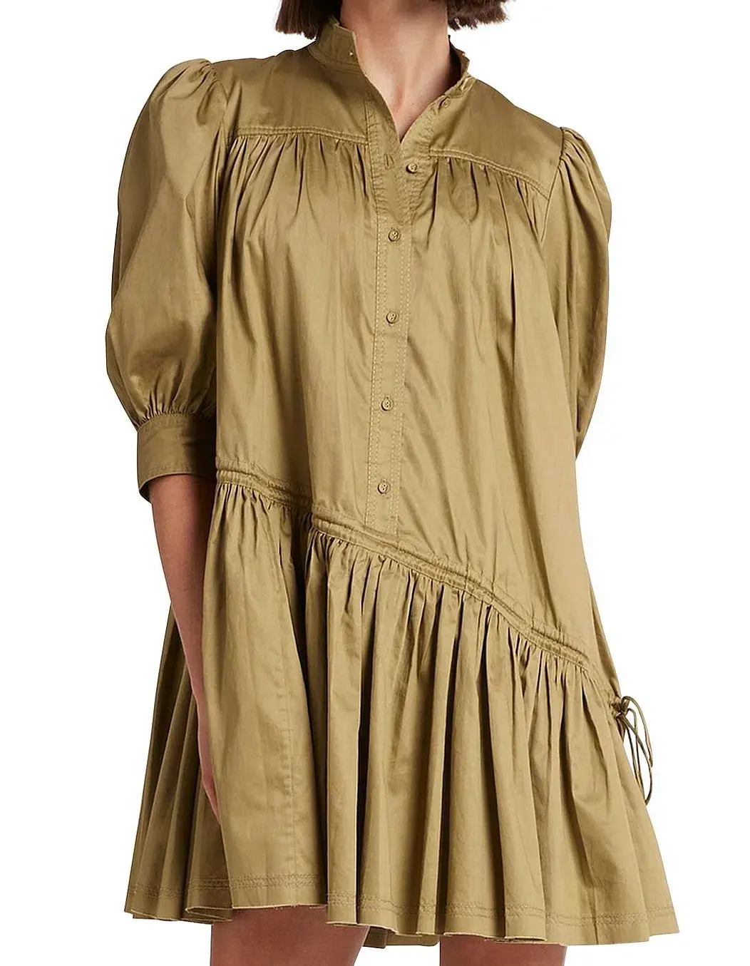 Aje Frequency Khaki Puff Sleeve Smock Dress Size 8 - Image 4