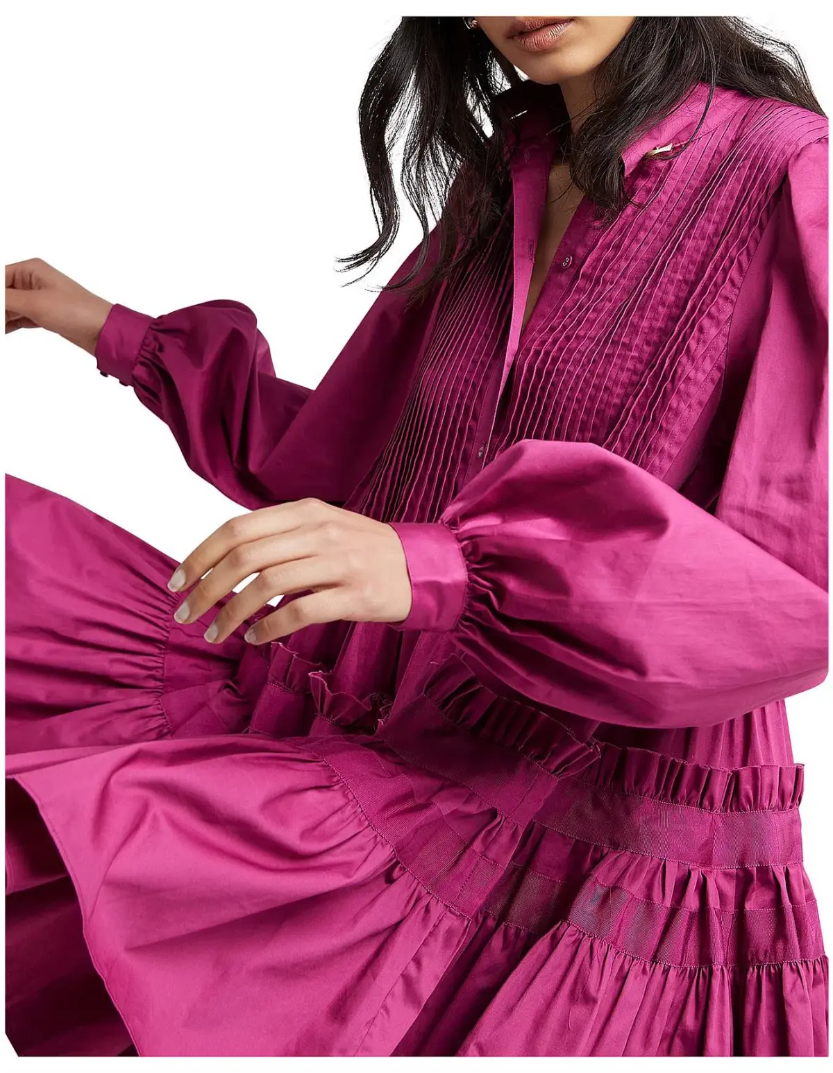 Aje Run Free Long Sleeve Smock Dress Magenta Size 10 - Image 5