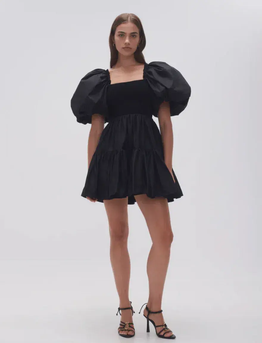 Aje Casa Black Puff Sleeve Mini Dress size 14 - Image 6