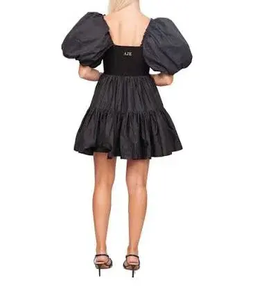 Aje Casa Black Puff Sleeve Mini Dress size 14 - Image 4
