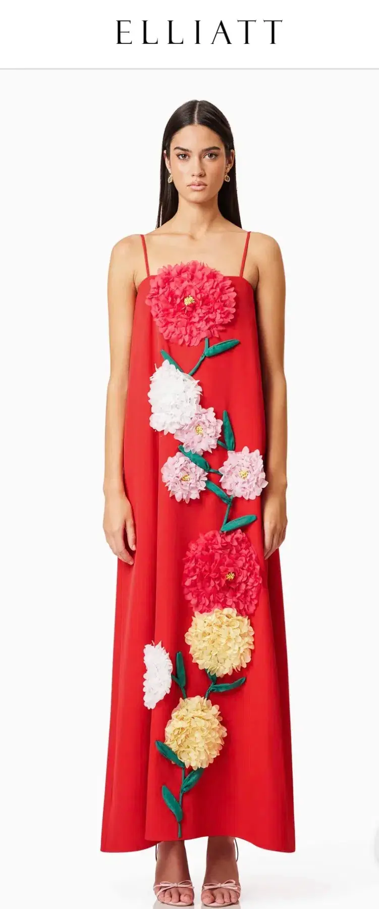 Elliatt Buttercup Embroidered Maxi Dress In Red - Image 1