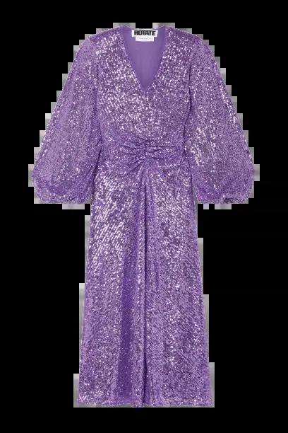 Rotate by Birger Christensen Sirin Dress in Stunning Purple Sequins, Size 12 - Image 3