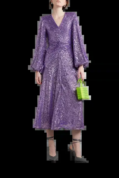 Rotate by Birger Christensen Sirin Dress in Stunning Purple Sequins, Size 12 - Image 1