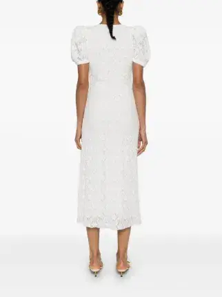 Rotate by Birger Christensen Sierina White Lace Midi Dress Size 10 - Image 3