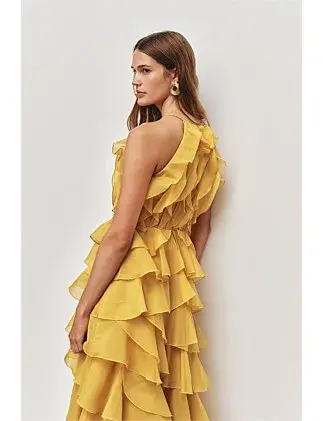 Aje Cleo Gown Chartreuse Size 10 for rent on The Volte - main image