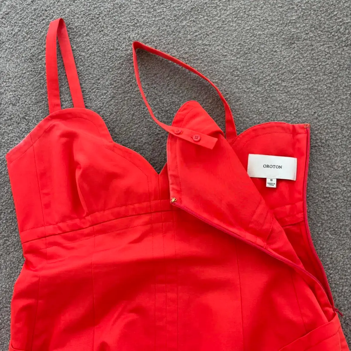 OROTON Red Short Scollop Dress Size AU10 US6 - Image 6
