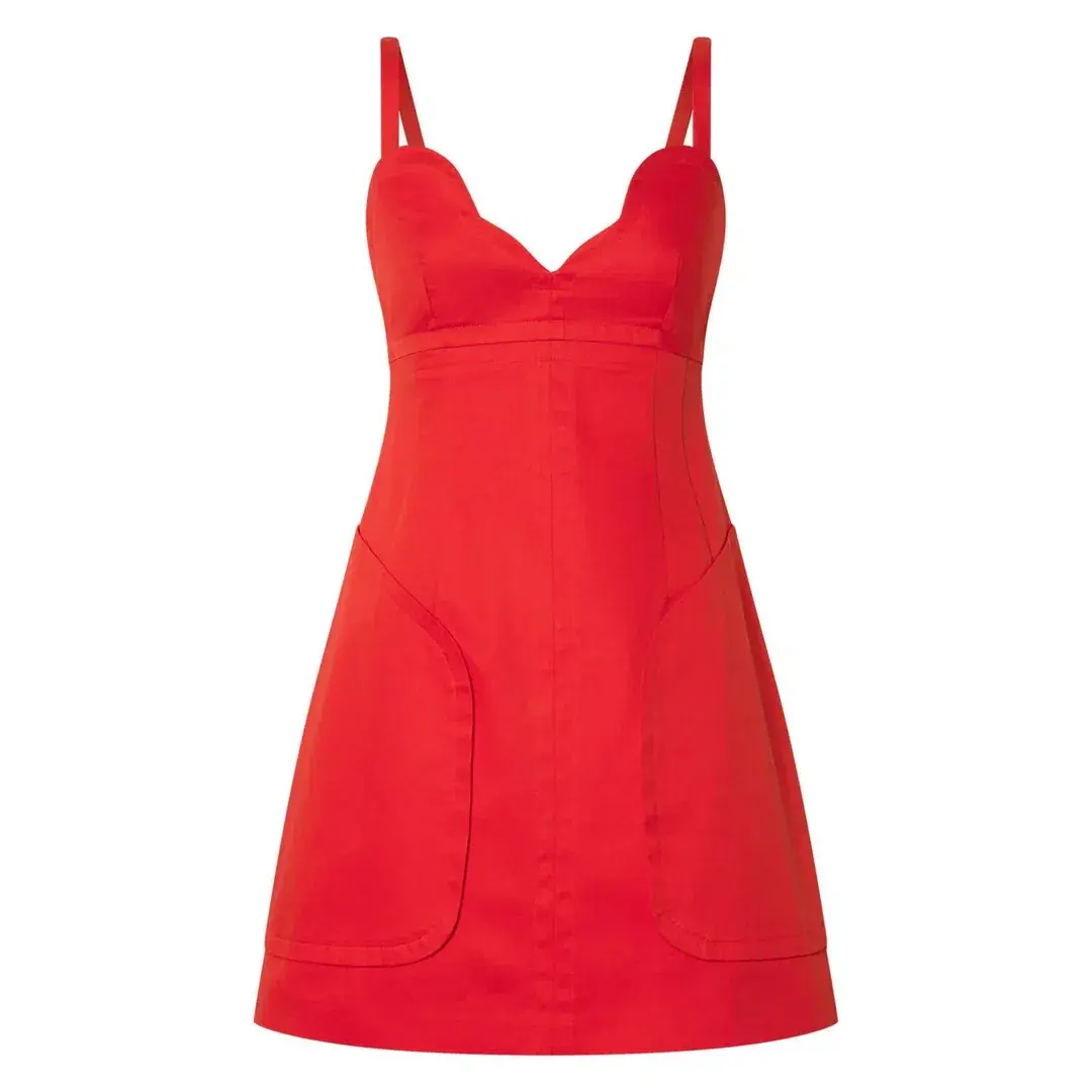 OROTON Red Short Scollop Dress Size AU10 US6 - Image 3