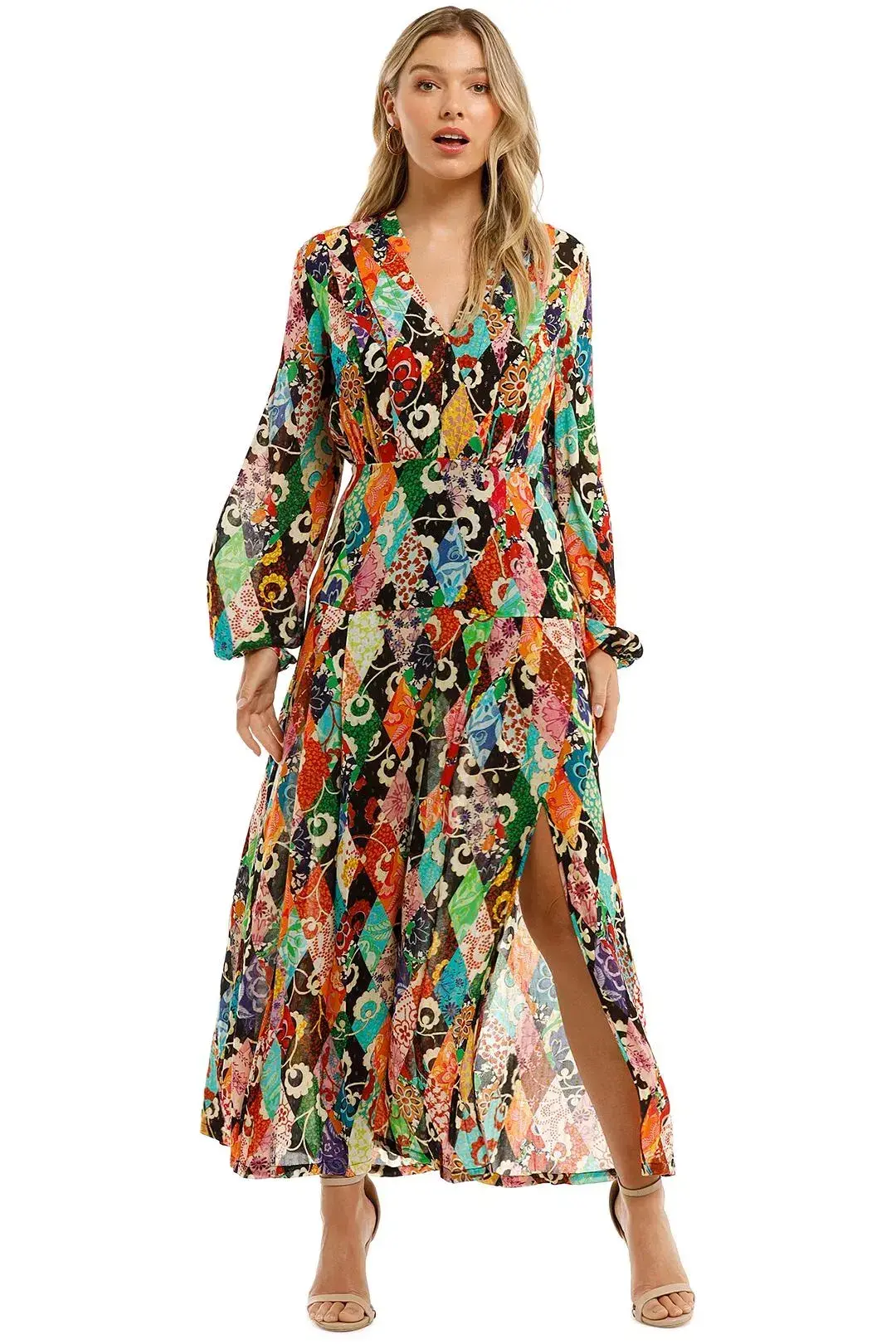Rixo Autumn Patchwork Midi Dress, Size M - Image 2