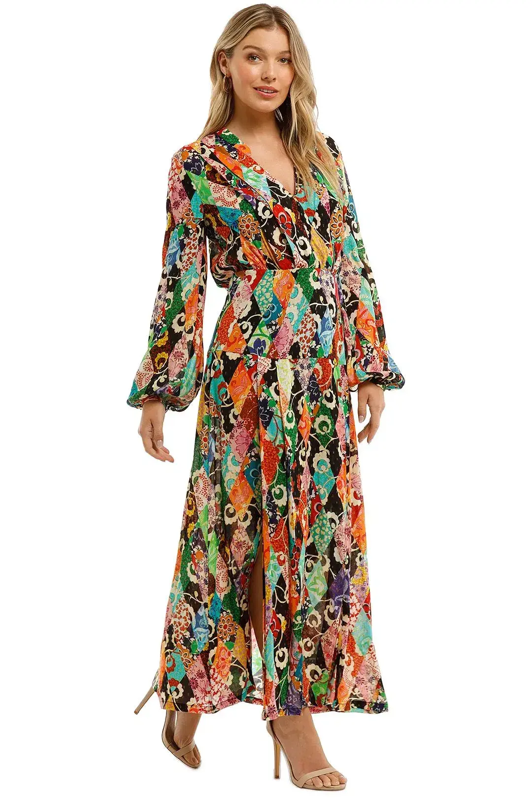 Rixo Autumn Patchwork Midi Dress, Size M - Image 1