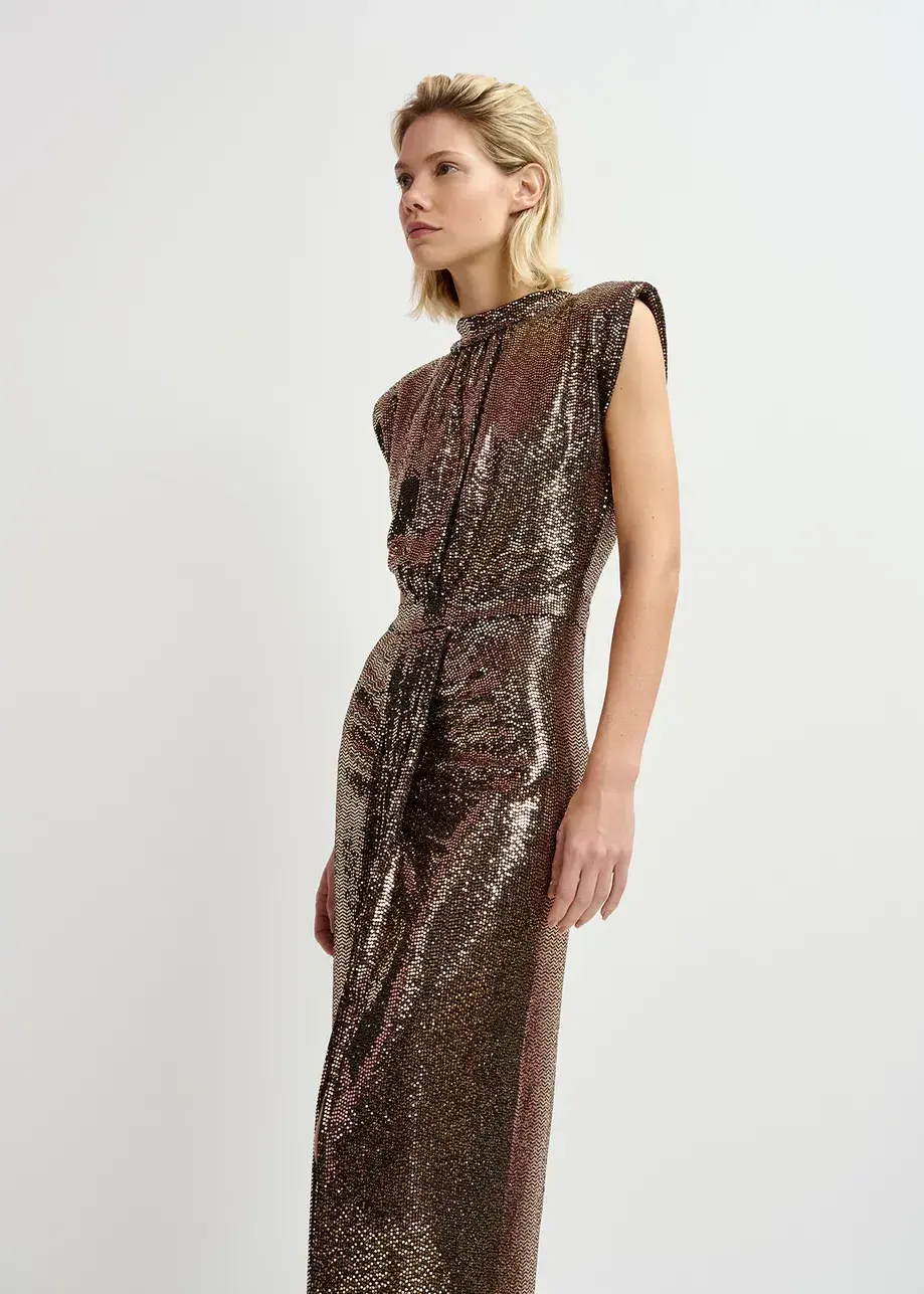 Essential Antwerp, Gold Tone, Stretch Jersey Midi Dress - Size 2 - Image 3
