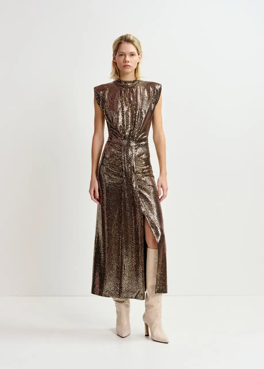 Essential Antwerp, Gold Tone, Stretch Jersey Midi Dress - Size 2 - Image 1