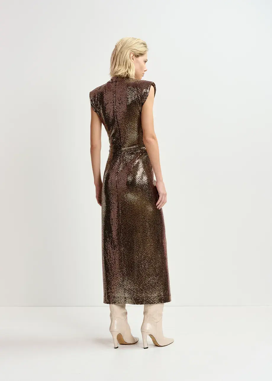 Essential Antwerp, Gold Tone, Stretch Jersey Midi Dress - Size 2 - Image 4