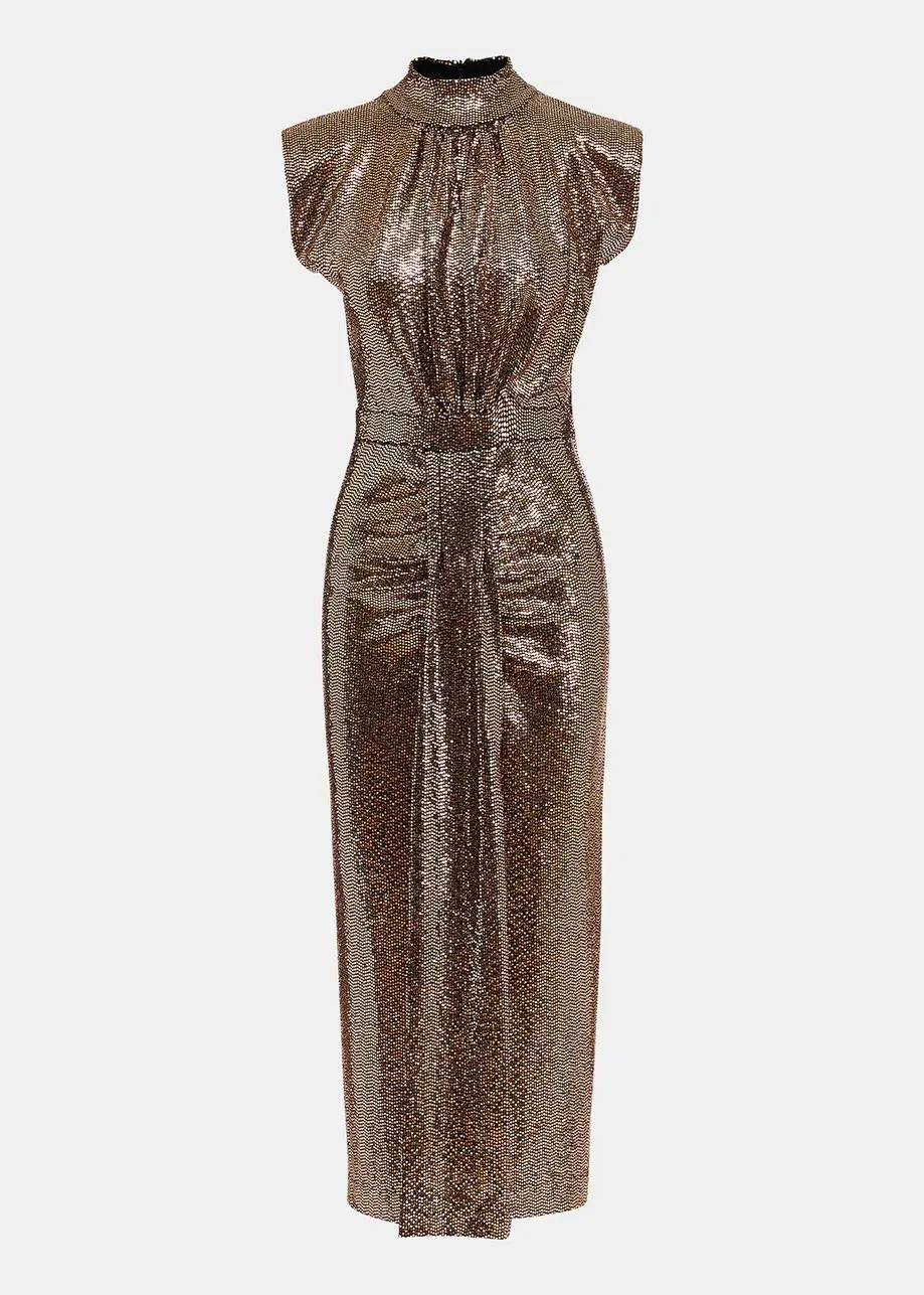 Essential Antwerp, Gold Tone, Stretch Jersey Midi Dress - Size 2 - Image 2