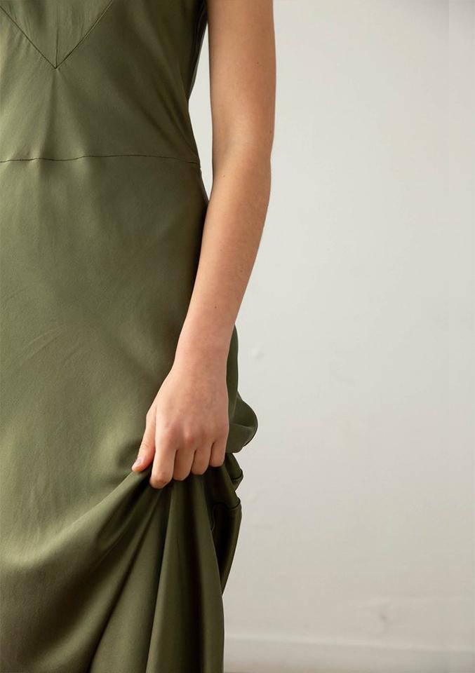 Marle Garbo Slip Dress Khaki Size 12 - Image 2