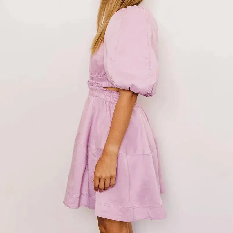 Aje Solitude Lilac Puff Sleeve Cut Out Dress Size 14 - Image 7
