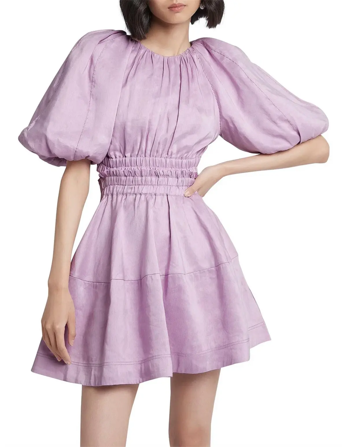 Aje Solitude Lilac Puff Sleeve Cut Out Dress Size 14 - Image 1