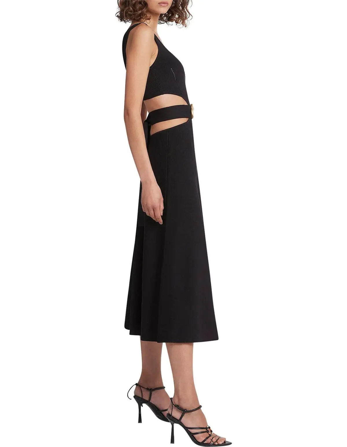 Aje Frey Cut Out Black Midi Dress Size 14 - Image 5