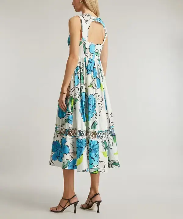 Aje Erika Cut Out Floral Midi Dress Size 14 - Image 2