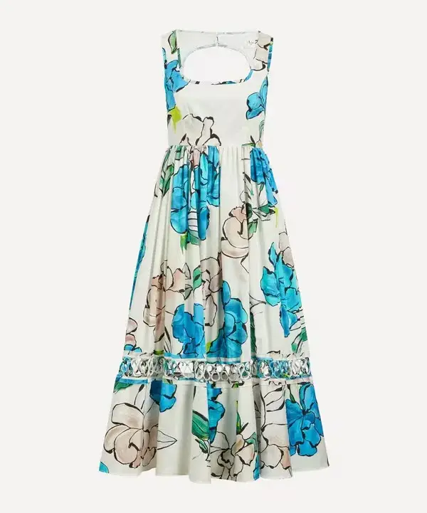 Aje Erika Cut Out Floral Midi Dress Size 14 - Image 4