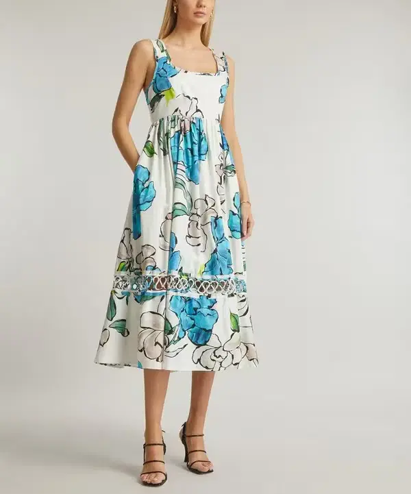 Aje Erika Cut Out Floral Midi Dress Size 14 - Image 3