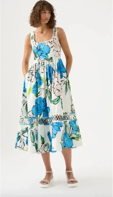 Aje Erika Cut Out Floral Midi Dress Size 14 - Image 1