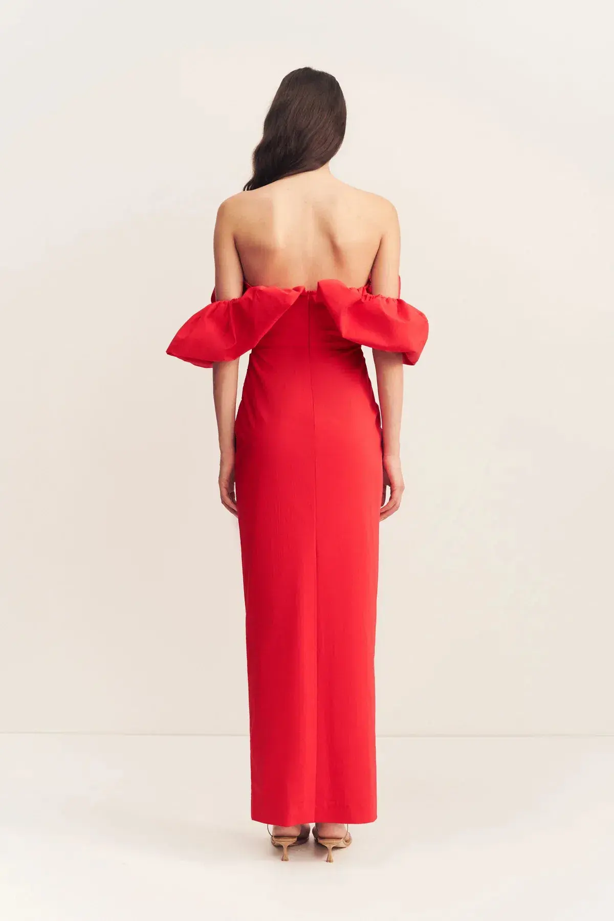 Shona Joy Campbell Off Shoulder Bubble Maxi Dress Goji Size 10 - Image 3