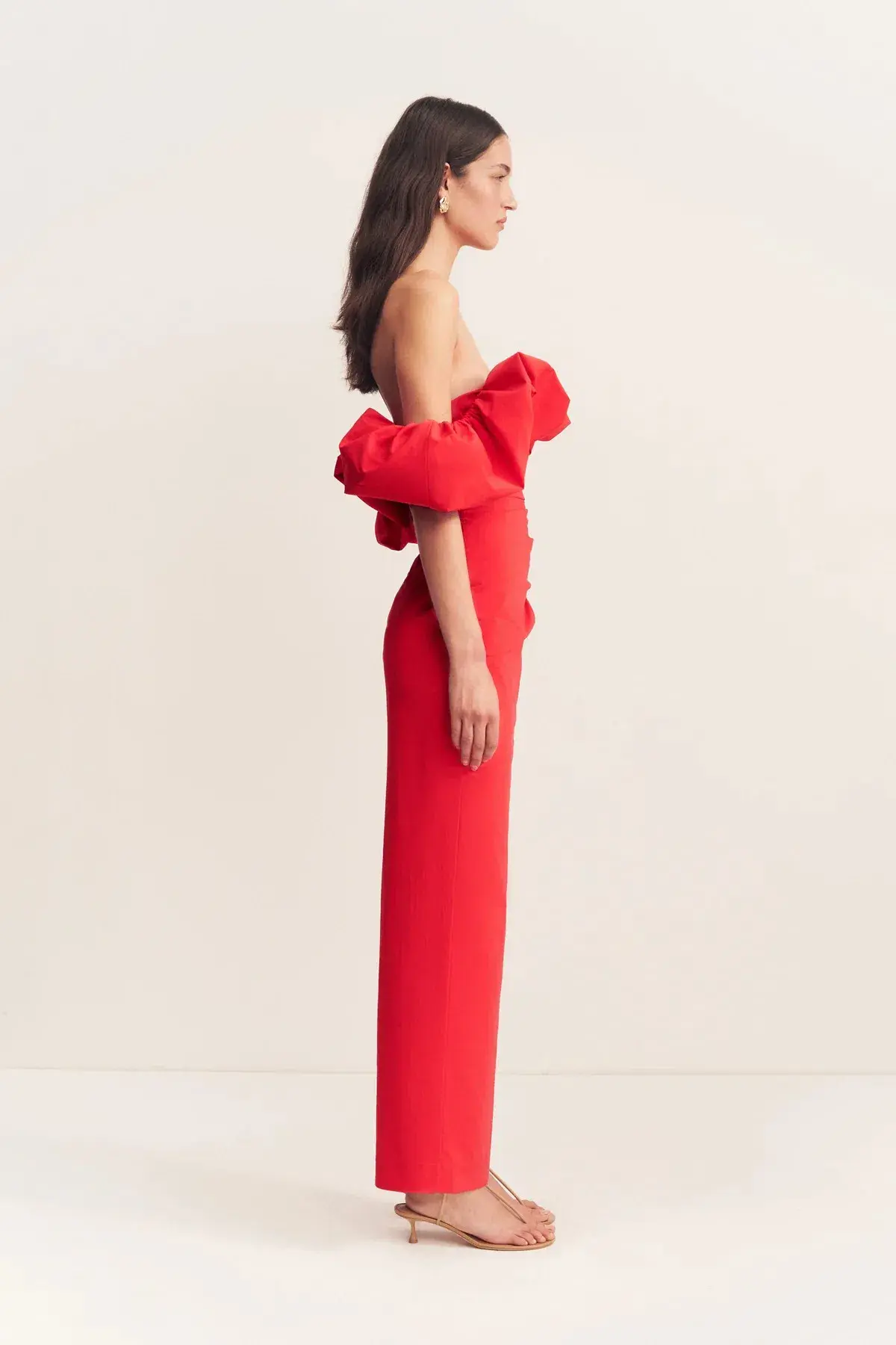 Shona Joy Campbell Off Shoulder Bubble Maxi Dress Goji Size 10 - Image 2