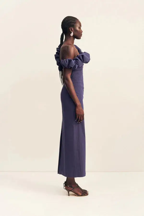 Shona Joy Campbell Ruffle Draped Maxi Dress  Midnight Size 6 - Image 2