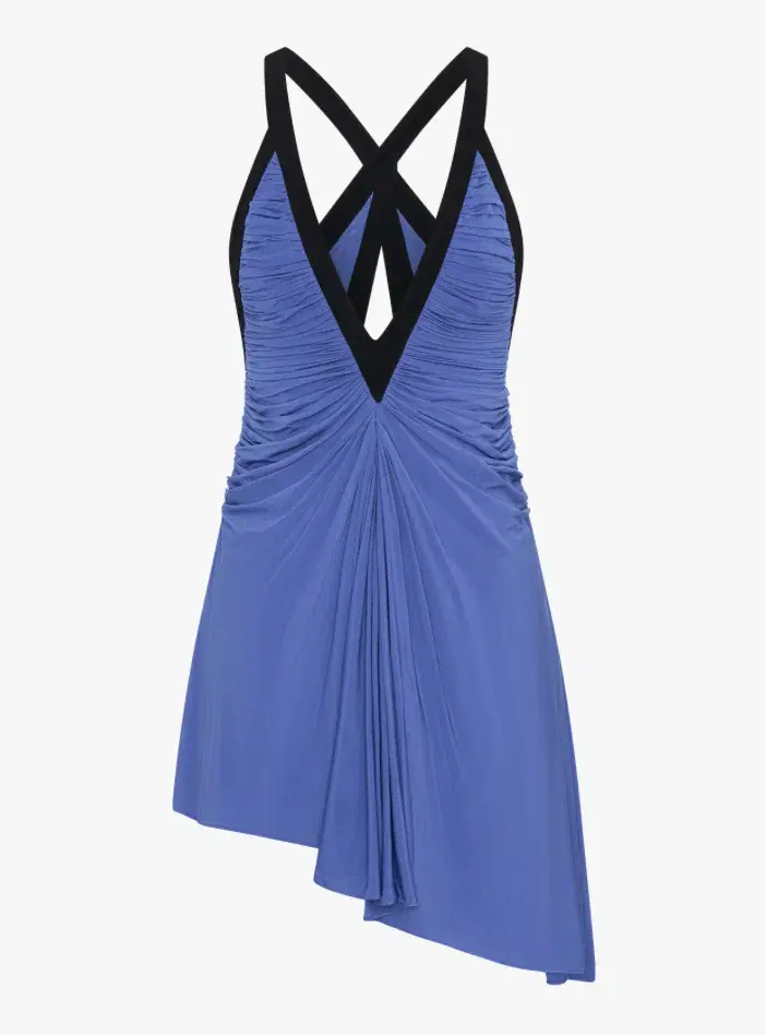 CHRISTOPHER ESBER V-NECK MINI DRESS IN BLUE SIZE 8 (Fits AU6-10) - Image 3