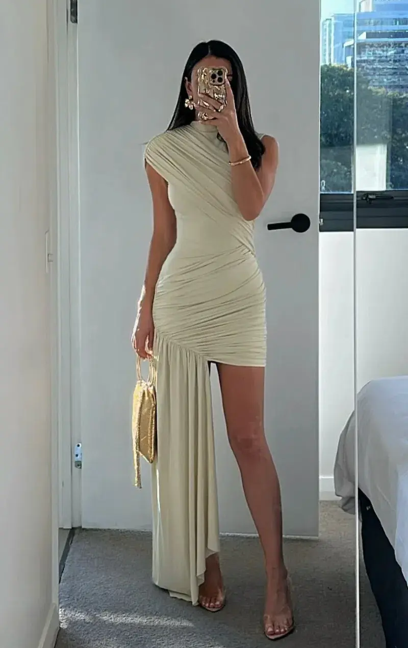 DE LA VALI RAVENNA MINI DRESS IN BUTTERCREAM SPANDEX JERSEY AU 6 - Image 4