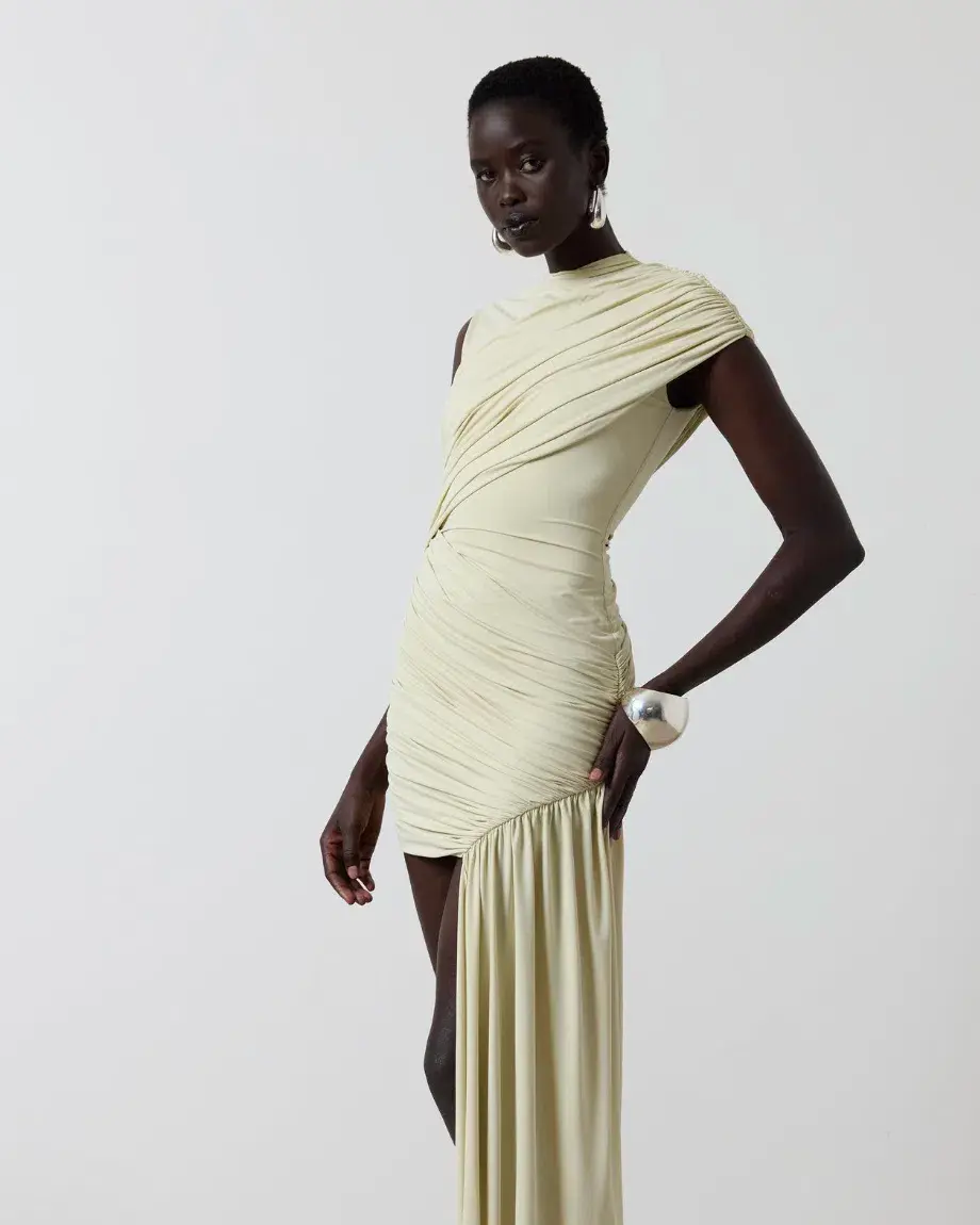 DE LA VALI RAVENNA MINI DRESS IN BUTTERCREAM SPANDEX JERSEY AU 6 - Image 3