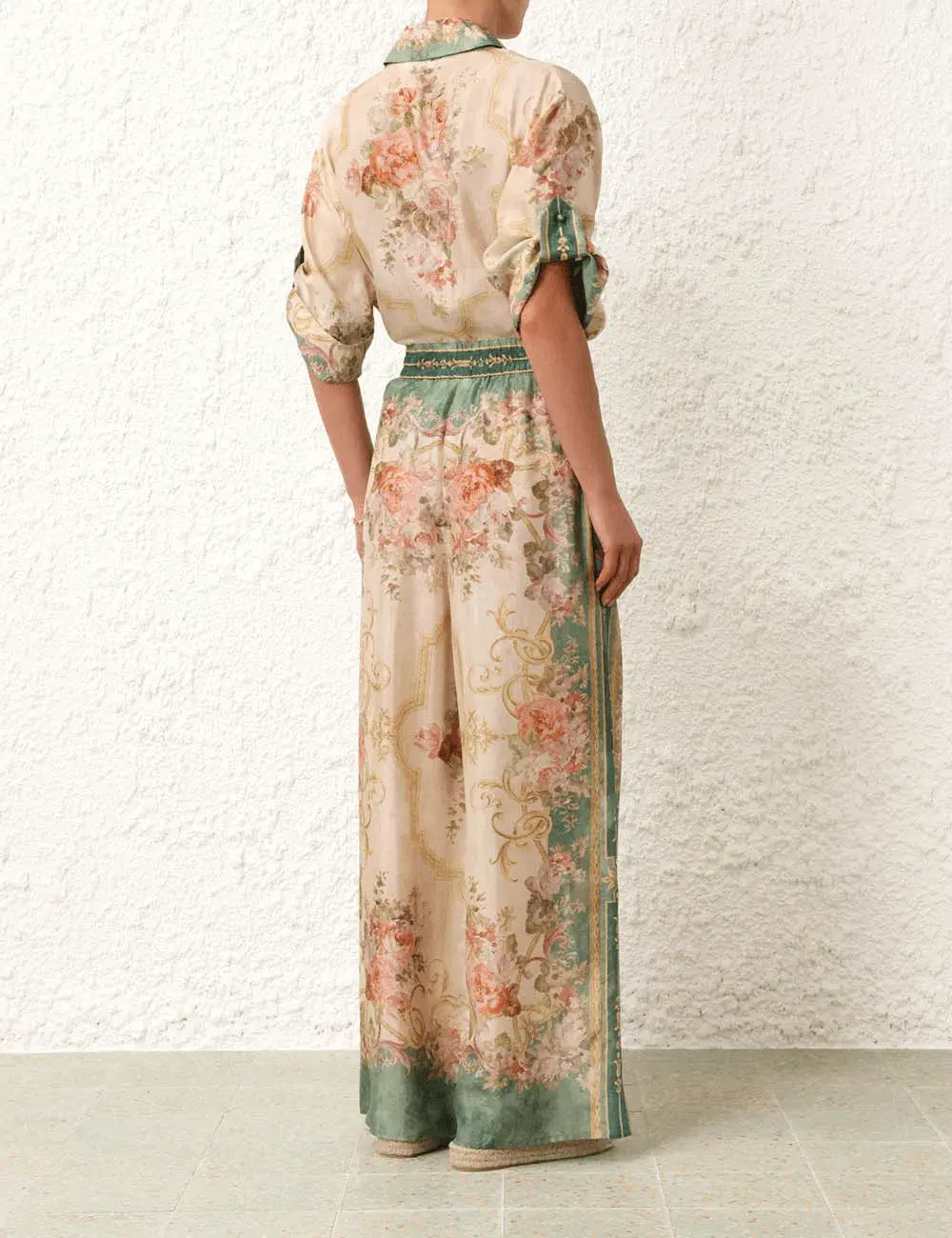 Zimmermann August Khaki Floral Set - Short Sleeve Shirt Size 0 & Pant Size 1 - Image 5