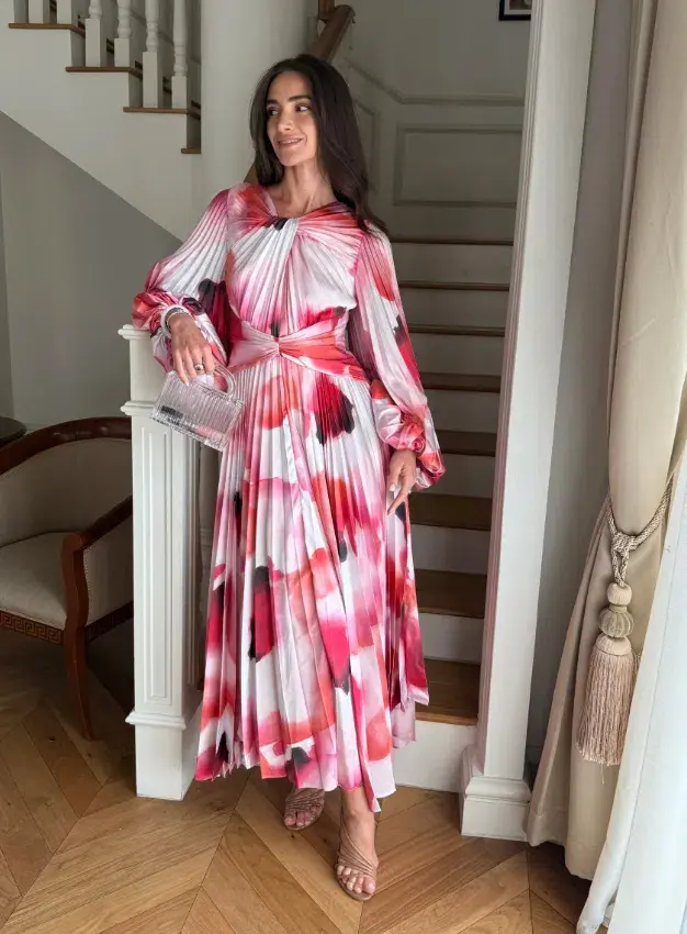 ACLER DAILLEY MIDI DRESS in RED/WHITE AU 16 - Image 1
