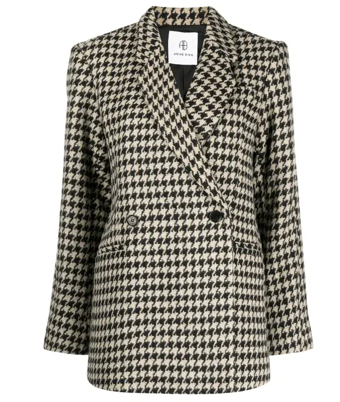 ANINE BING Kaia houndstooth double-breasted blazer for rent on The Volte - main image