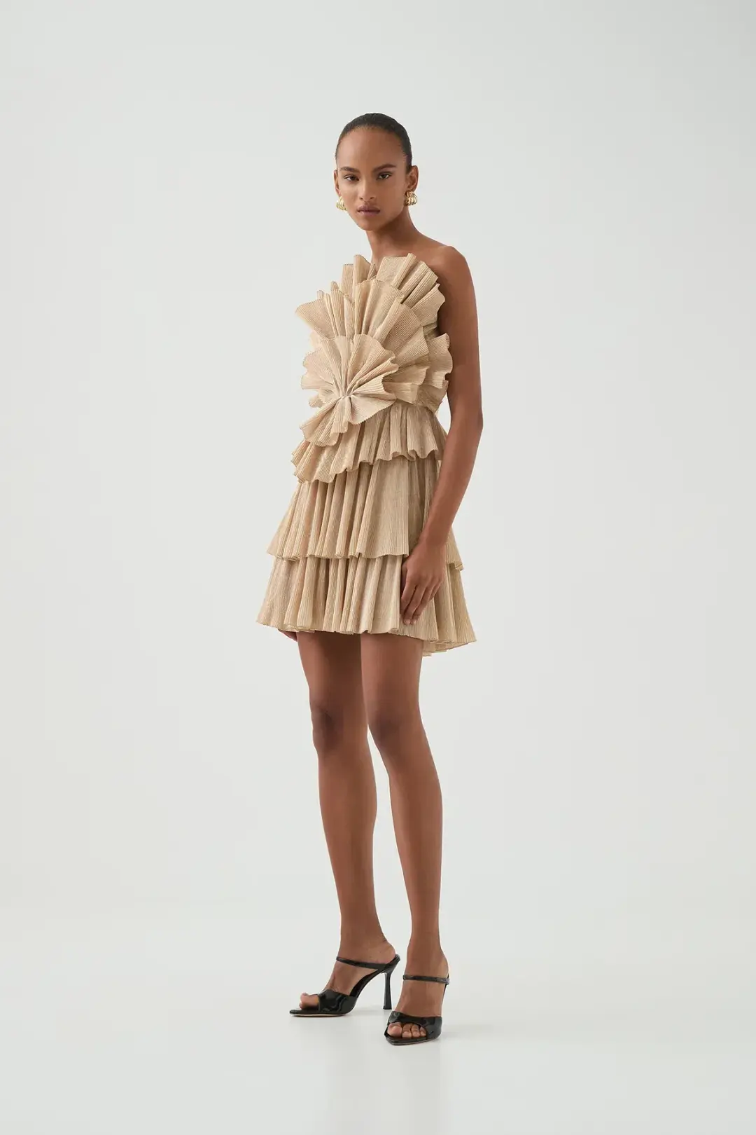 Aje Kyra Mini Dress in Gold Size 8  for rent on The Volte - main image