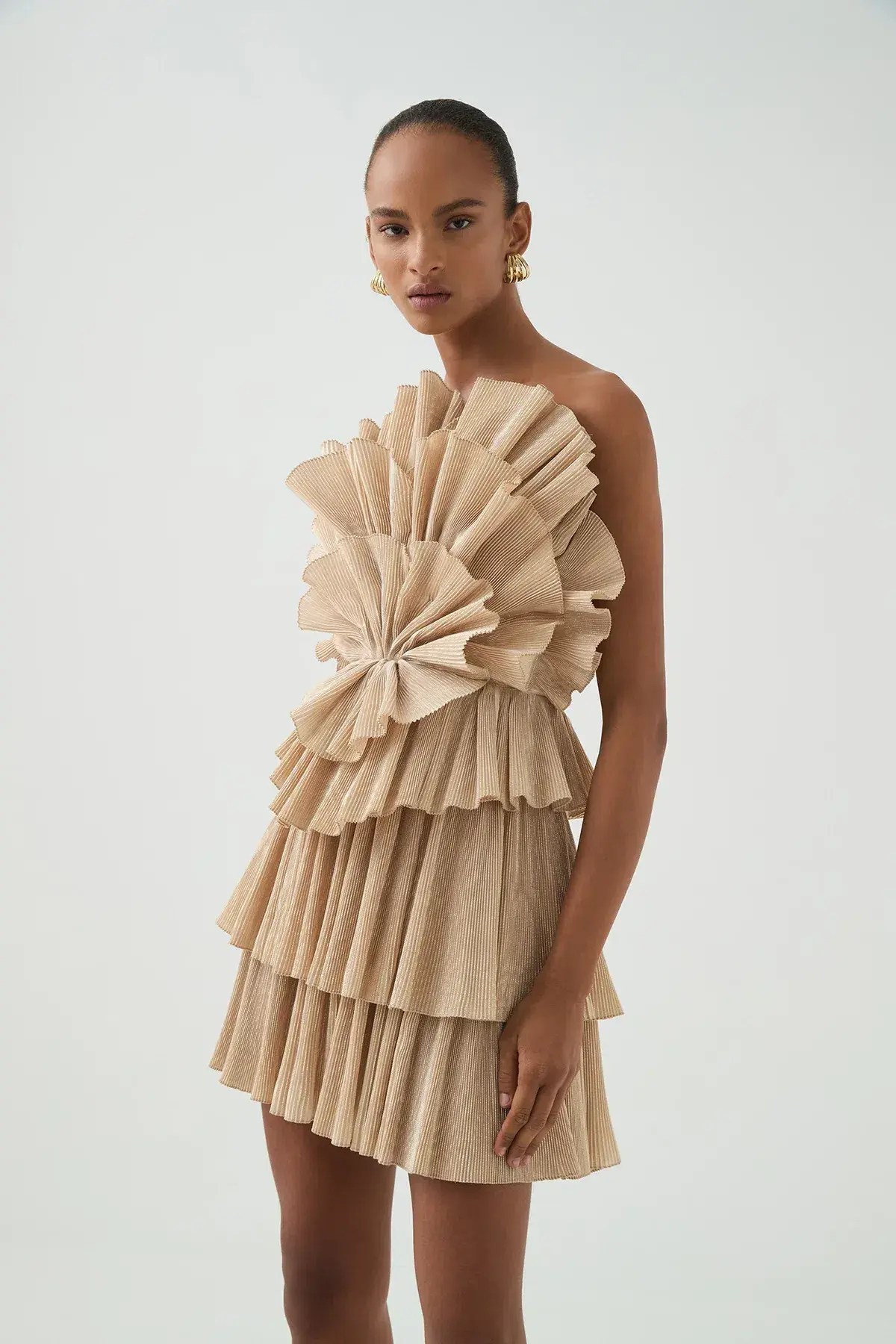 Aje Kyra Mini Dress in Gold Size 8  - Image 2