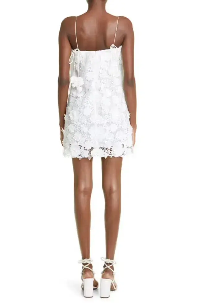 Zimmermann Raie Lace Flower Mini Dress Ivory Size 0 / AU 8 - Image 4