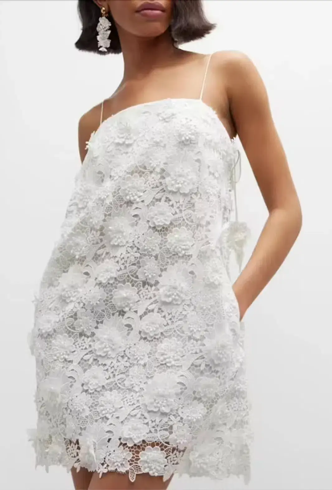Zimmermann Raie Lace Flower Mini Dress Ivory Size 0 / AU 8 - Image 1